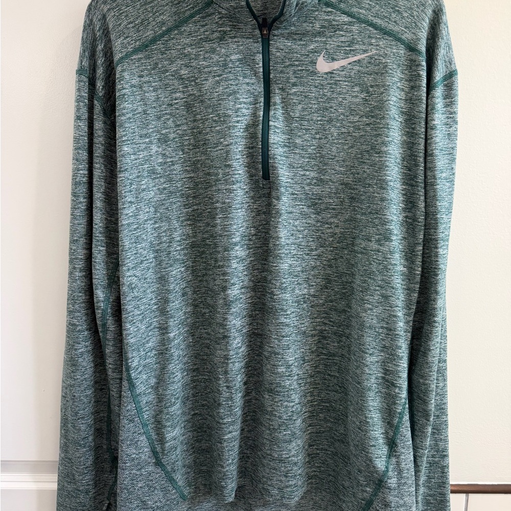 Nike Run Heathered Green Quarter-Zip Pullover